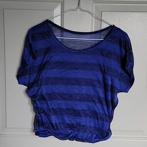 Mudd, girls/juniors extra small, purple and black striped, short sleeved shirt.